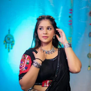 Black Embroidered Navratri Lehenga Choli – Mirror Work & Kutchi Patch