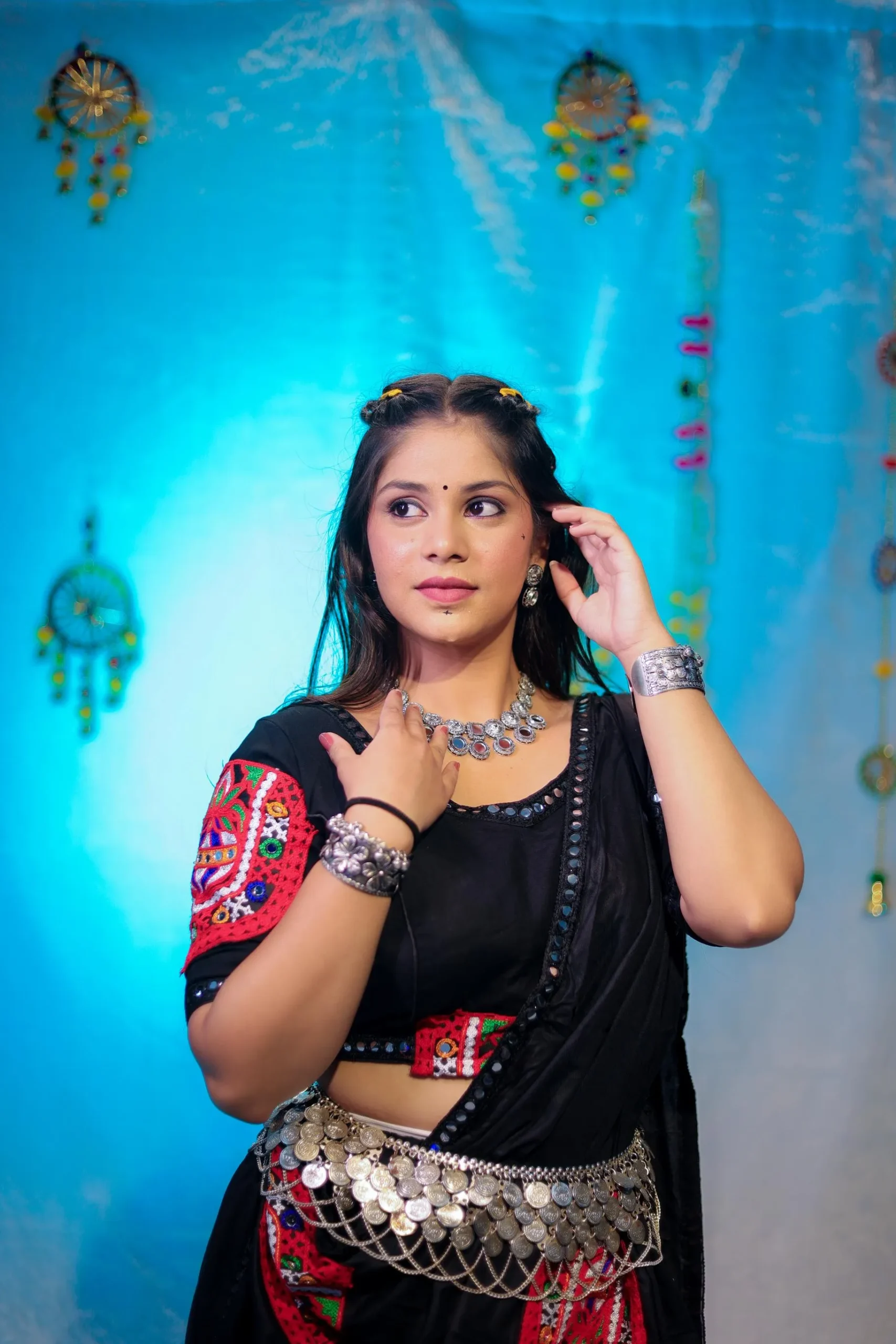 Black Embroidered Navratri Lehenga Choli – Mirror Work & Kutchi Patch