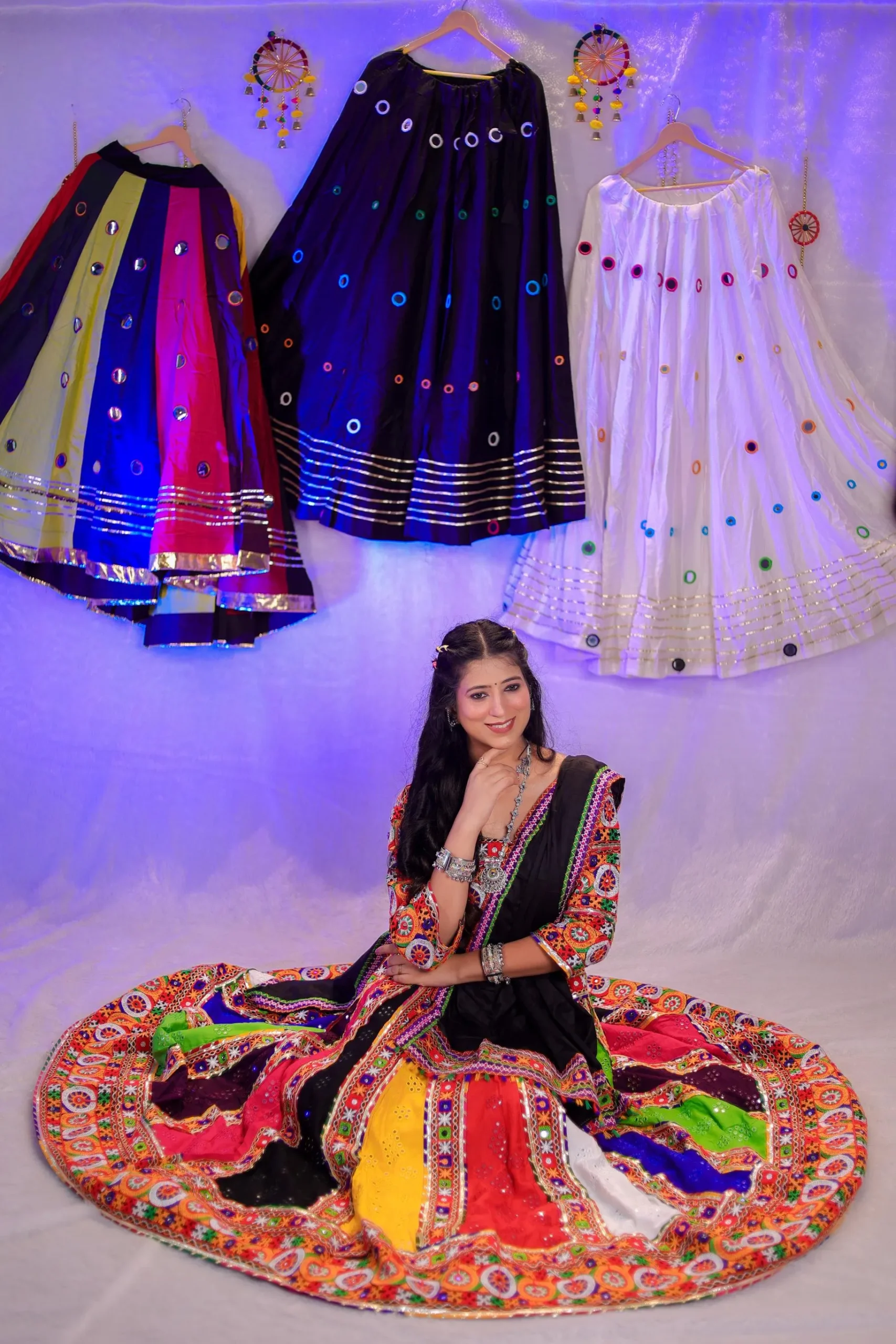 Multicolor Mirror Work Garba Lehenga Choli with Black Dupatta – Navratri Special - Image 13