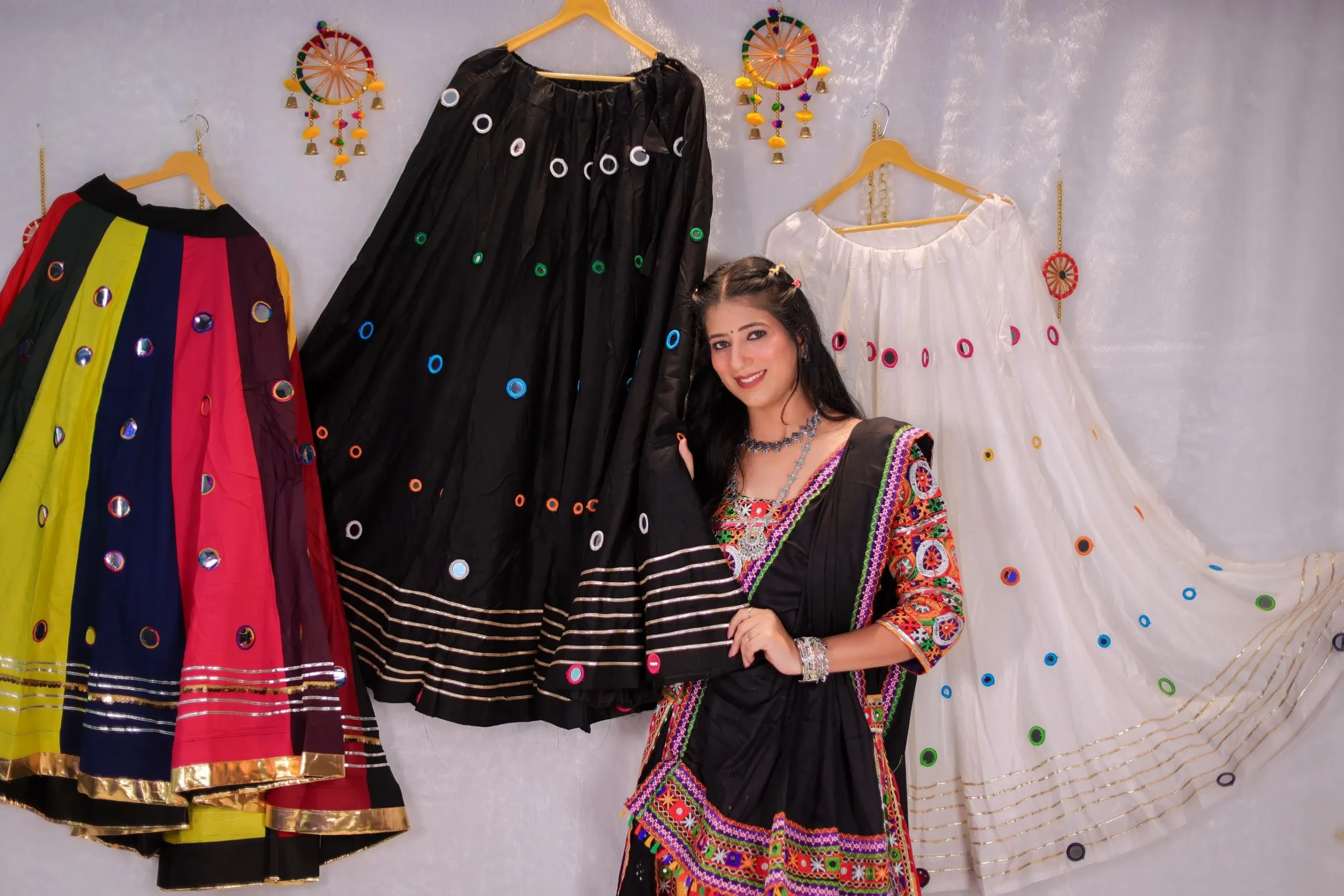 Multicolor Mirror Work Garba Lehenga Choli with Black Dupatta – Navratri Special - Image 10