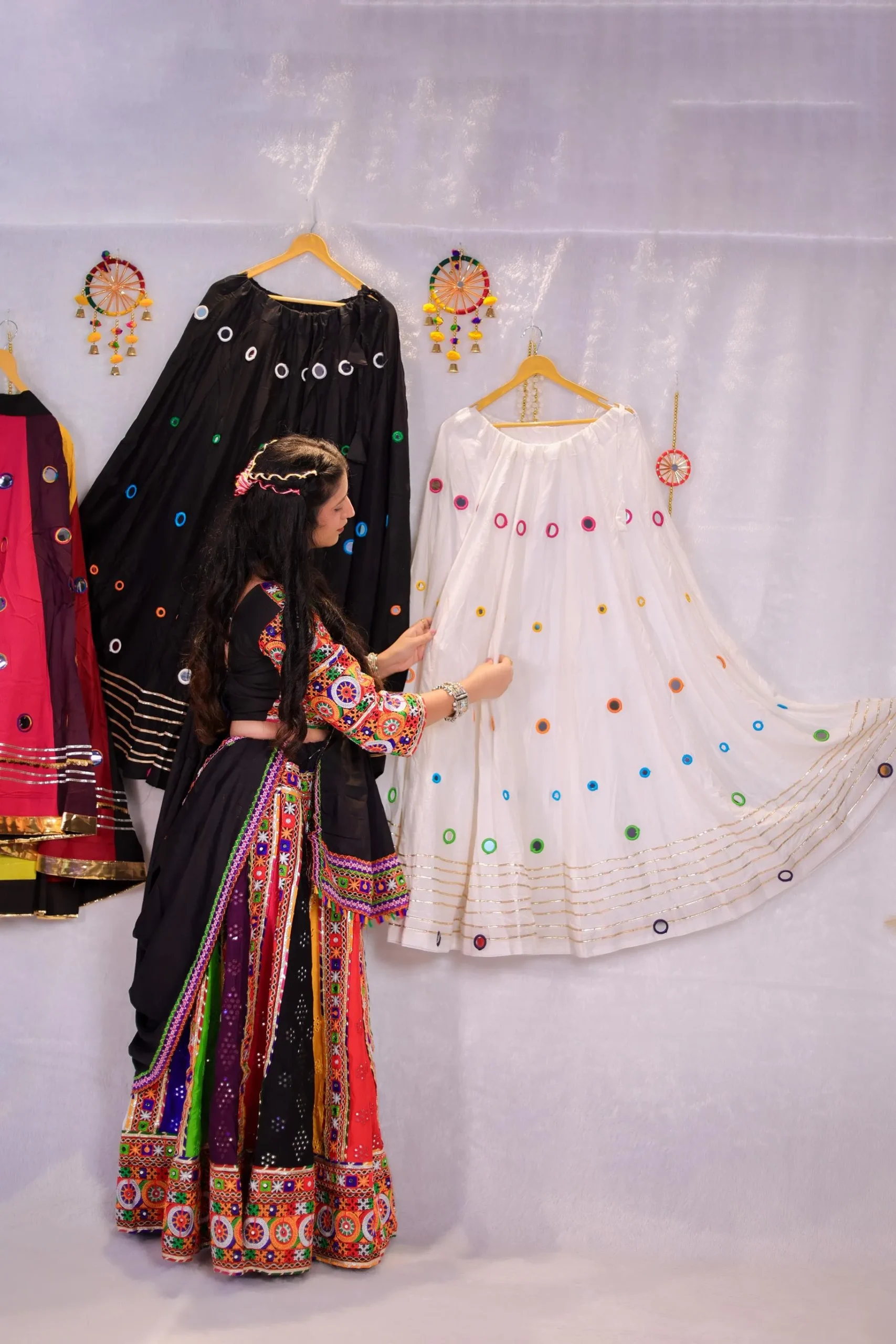 Multicolor Mirror Work Garba Lehenga Choli with Black Dupatta – Navratri Special - Image 8