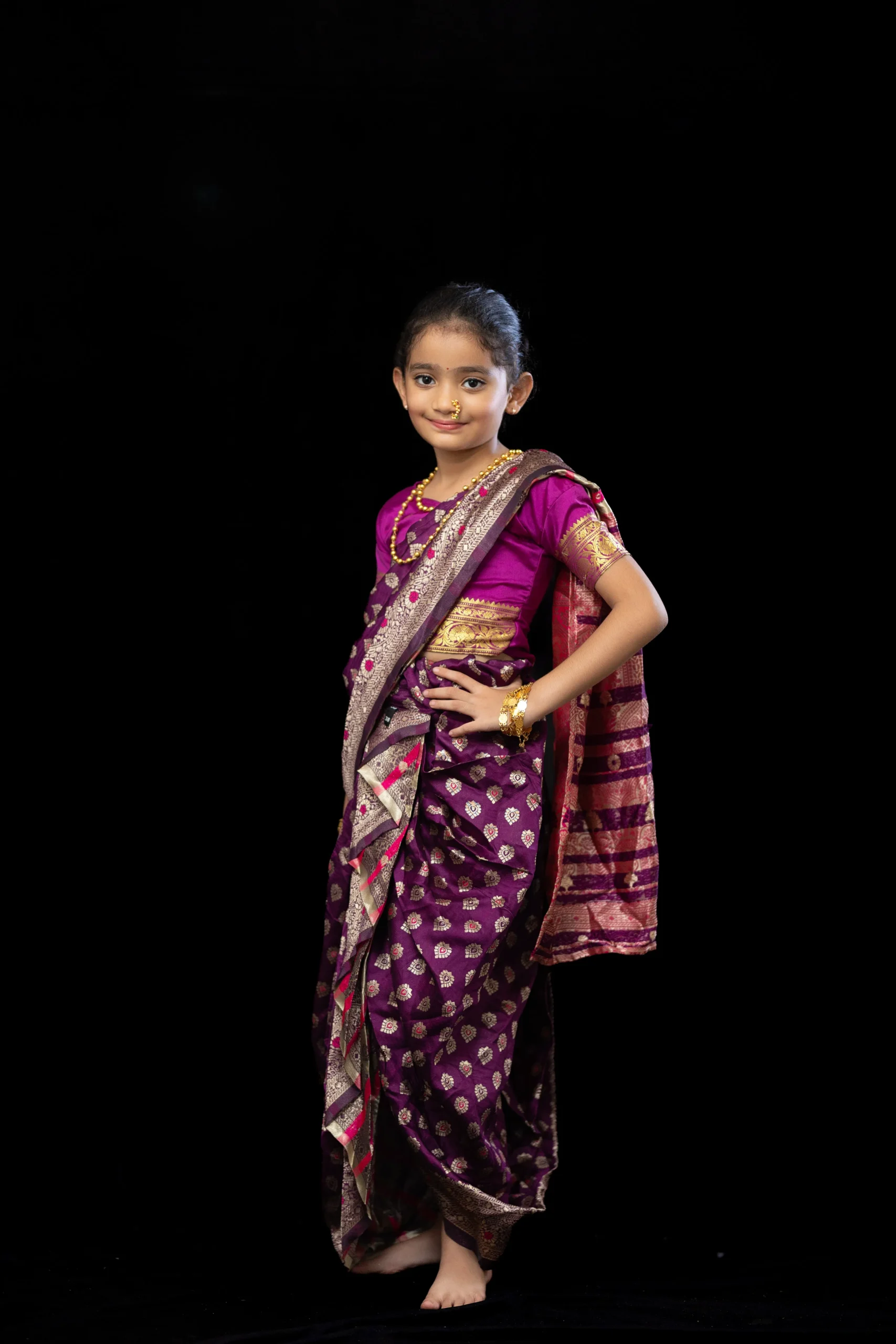 Purple Nauvari Saree Costume - Image 4