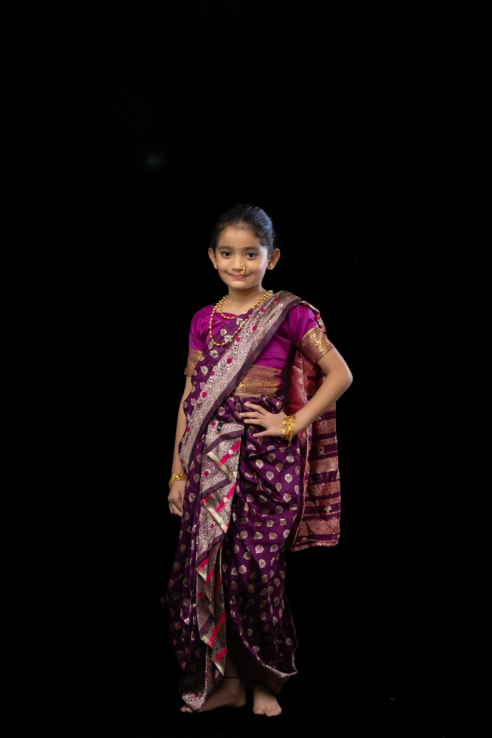 Purple Nauvari Saree Costume