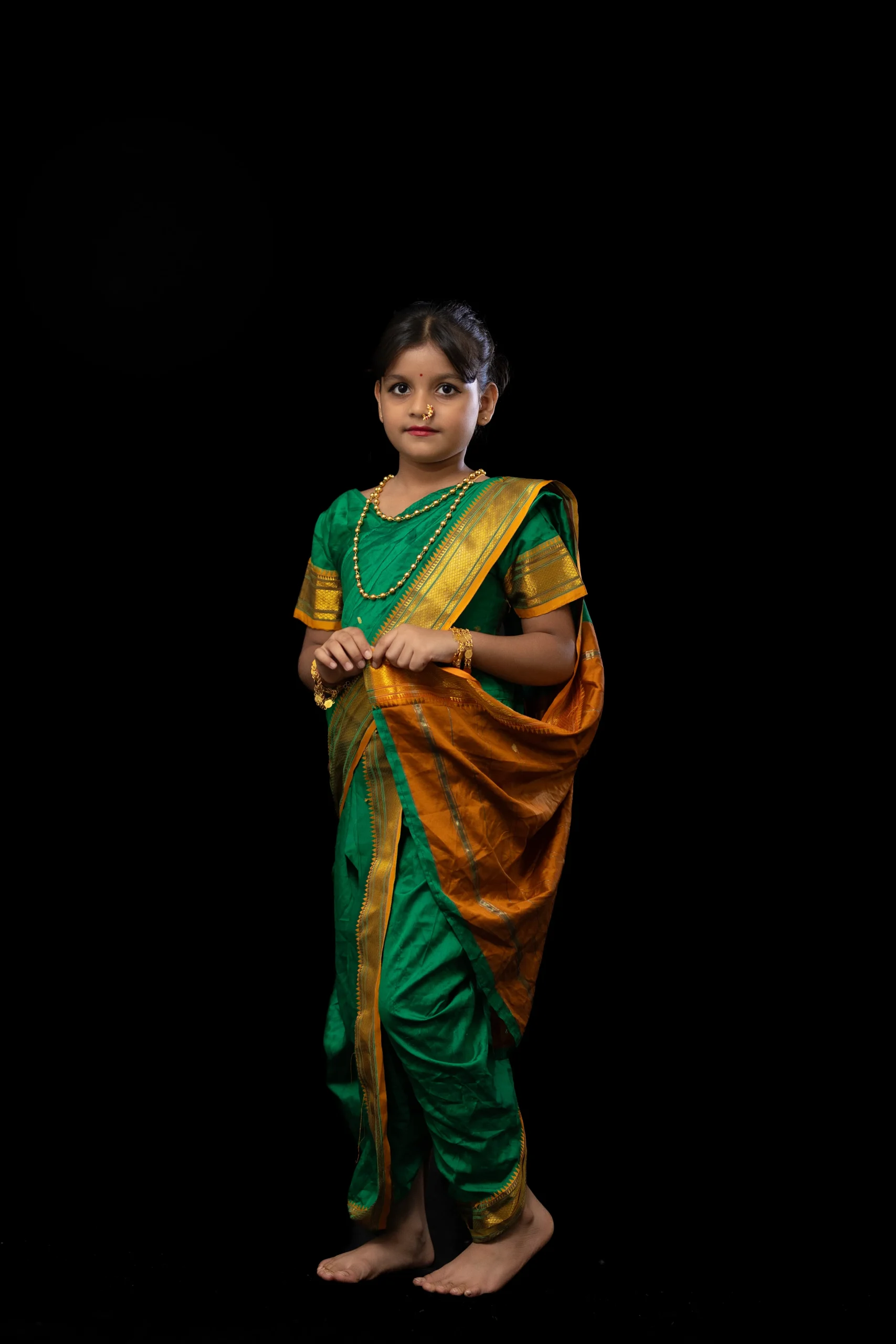 Green Nauvari Saree Costume