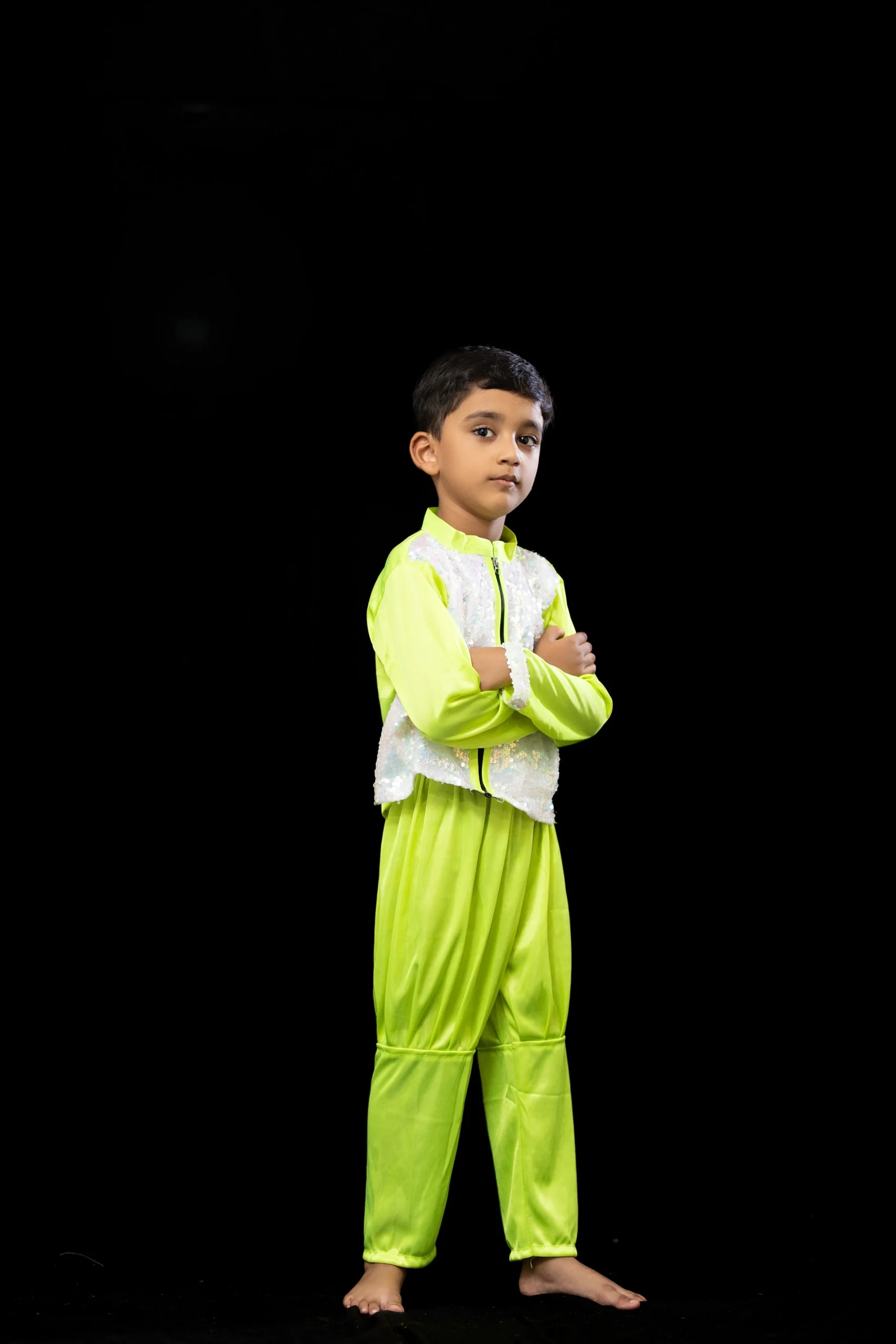Green & White Dance Costume for Boy - Image 5