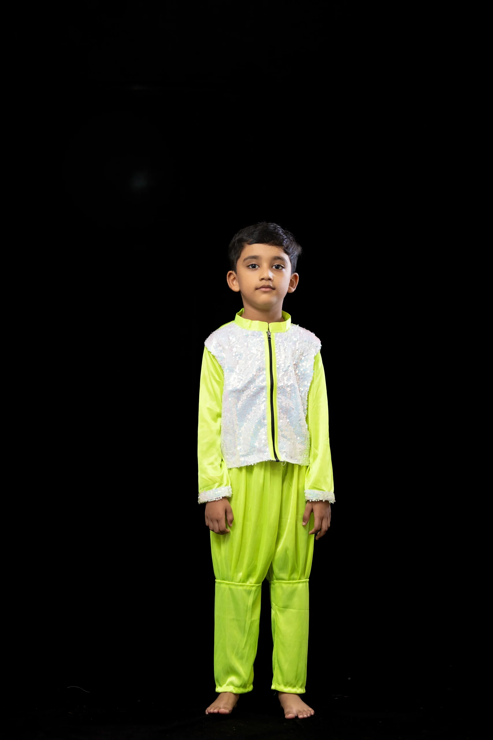 Green & White Dance Costume for Boy - Image 4
