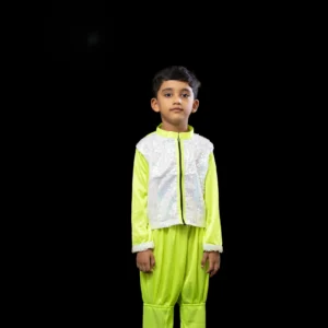 Neon Green Ruffled Kids Stage Costume