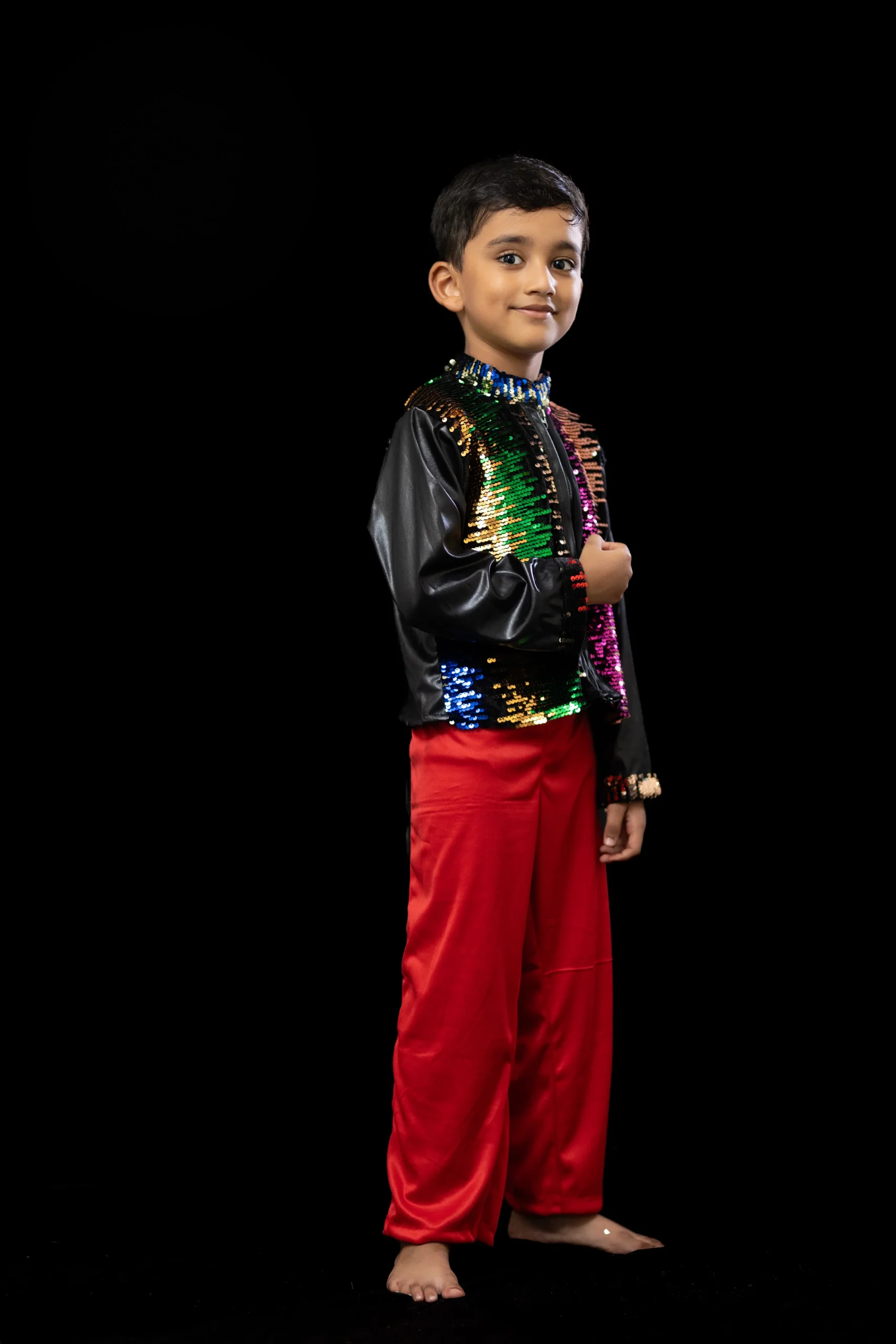 Multicolor Sequin Dance Costume with Red Pants - Image 6