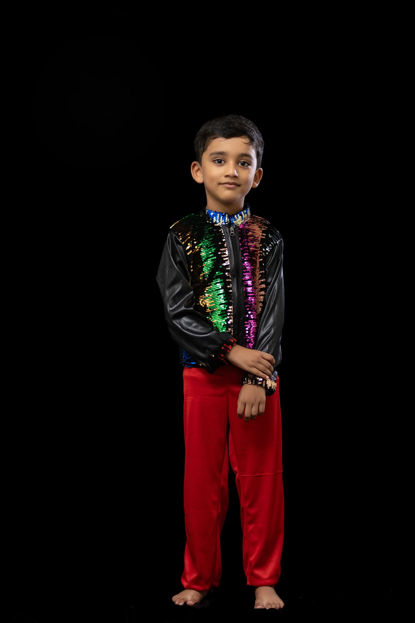 Multicolor Sequin Dance Costume with Red Pants - Image 5