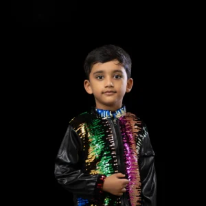 Multicolor Sequin Dance Costume with Red Pants