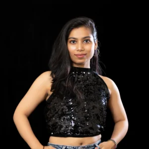 Black Sequin Sleeveless Crop Top for Women