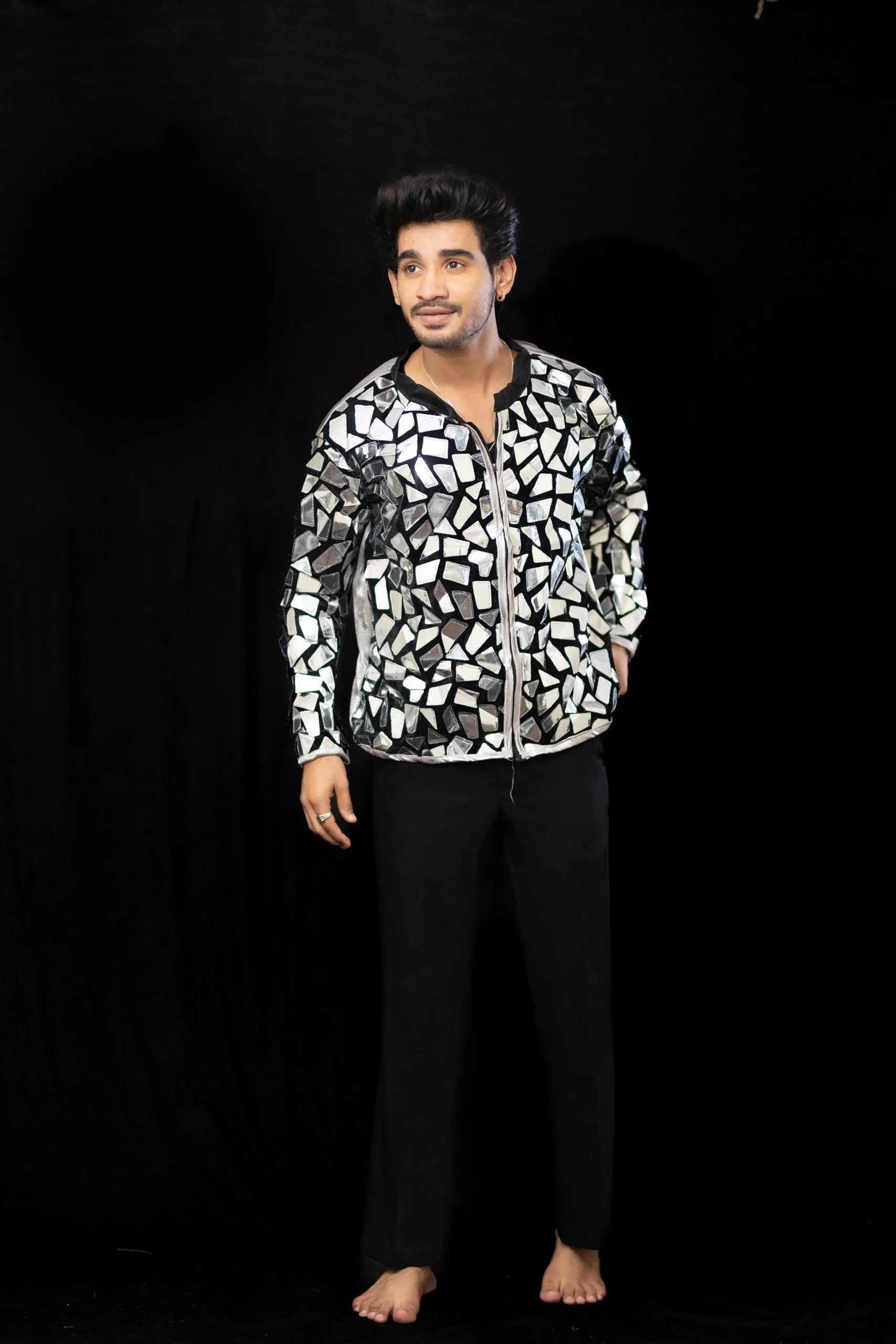 Men’s Mirror Work Jacket with Silver Metallic Pants - Image 8