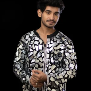 Men’s Mirror Work Jacket with Silver Metallic Pants