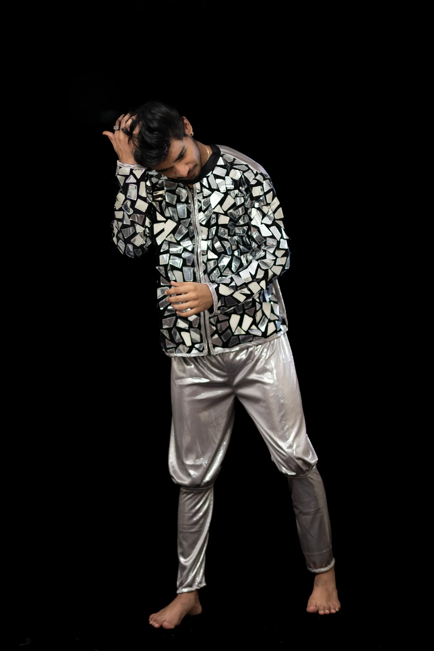 Men’s Mirror Work Jacket with Silver Metallic Pants - Image 7