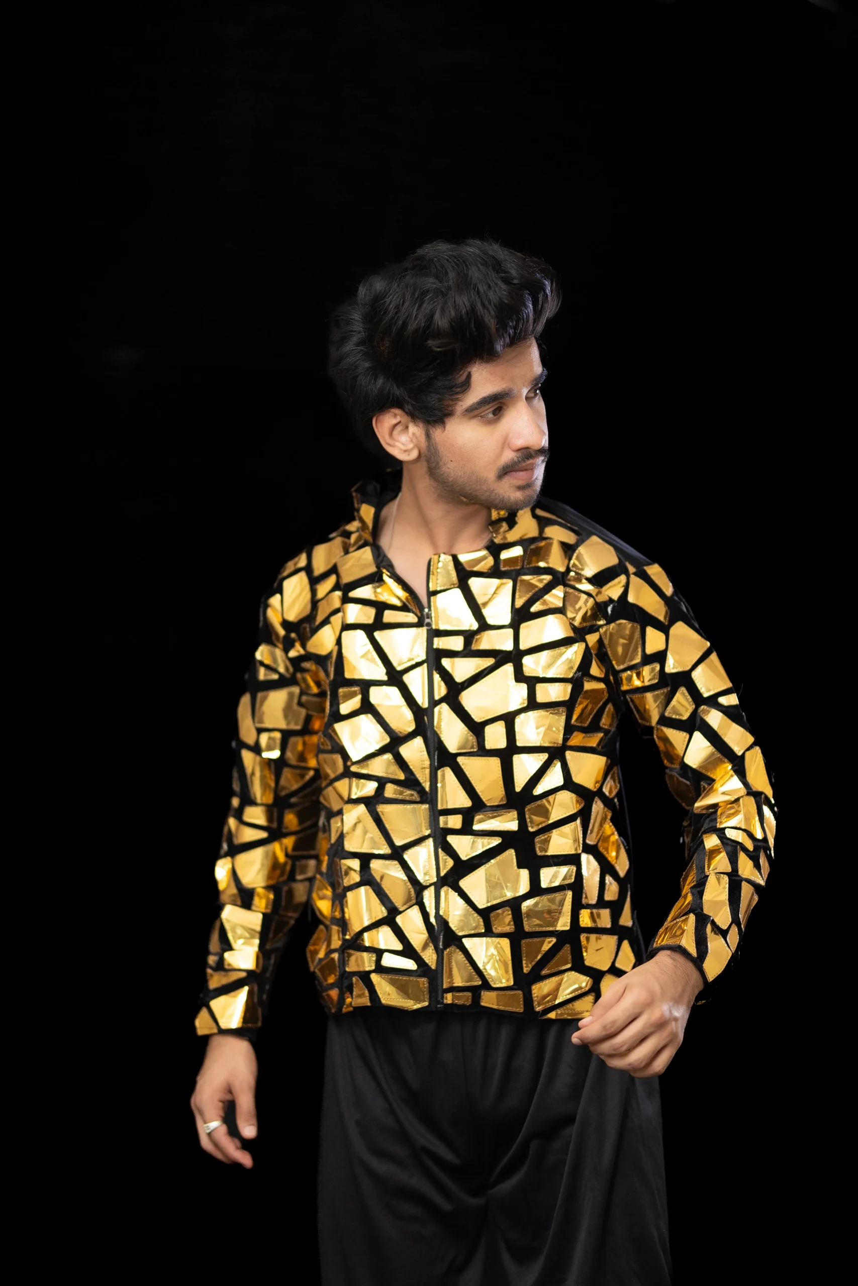 Golden Mirror Panel Jacket Dance Costume – Men’s Style - Image 3
