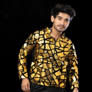 Golden Mirror Panel Jacket Dance Costume – Men’s Style