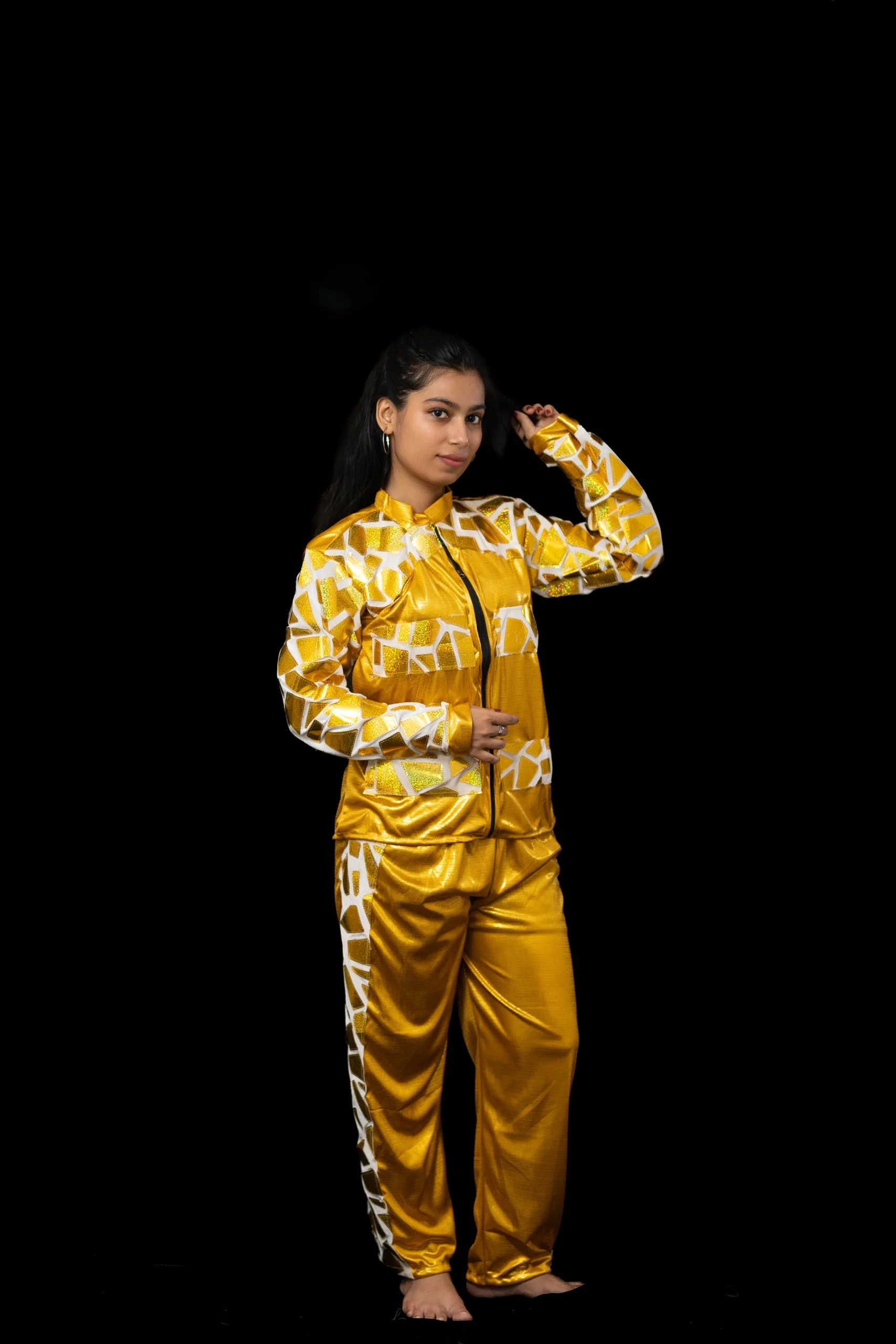 Golden Reflective Dance Costume – Jacket Style - Image 3