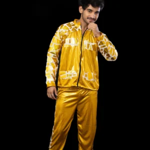 Golden Glitz Dance Costume – Men’s Reflective Jacket Set
