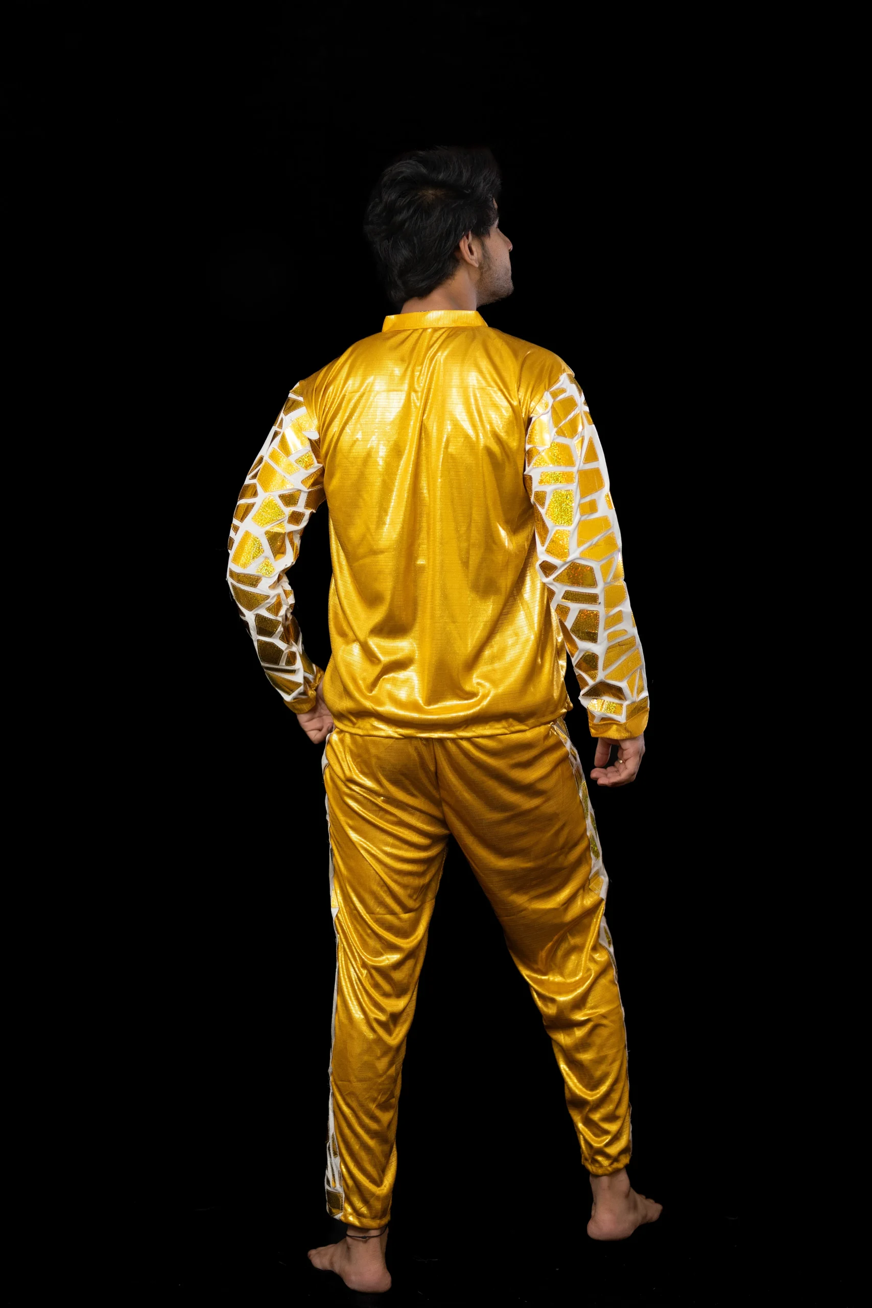 Golden Glitz Dance Costume – Men’s Reflective Jacket Set - Image 4